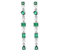 Orecchino in argento 925 rodiato con punti luce di zircone bianco e zirconi colorati di forme diverse.