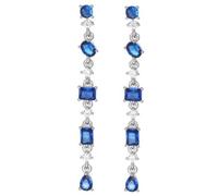 Orecchino in argento 925 rodiato con punti luce di zircone bianco e zirconi colorati di forme diverse.