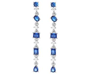 Orecchino in argento 925 rodiato con punti luce di zircone bianco e zirconi colorati di forme diverse.
