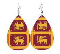 Orecchino in pelle con bandiera dello Sri Lanka per le donne a goccia pendente stampato accessori moda abbigliamento quotidiano festa, Misura unica, Pelle