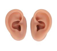 Orecchino in silicone, realistico, flessibile, riutilizzabile, per piercing all'orecchio sinistro e destro, modello pratico per esporre orecchini e auricolari (pelle scura)