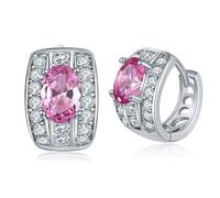 Orecchino Matrimonio, Orecchini a cerchio bianco zircone principale ovale con molti piccoli zirconi per donna matrimonio gioielli, Rose, Rame, Zirconia cubica