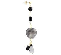 Orecchino Mix & Match The Circle Singolo Cuore Grigio Scuro Nero
