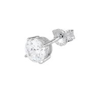 Orecchino Mono Uomo Donna in Argento 925% e Zircone Bianco e Nero a taglio brillante da 3 a 10 mm. Orecchino mono tondo. Made in Italy (10 MM/BIANCO)