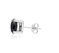Orecchino Mono Uomo Donna in Argento 925% e Zircone Bianco e Nero a taglio brillante da 3 a 10 mm. Orecchino mono tondo. Made in Italy (5 MM/NERO)