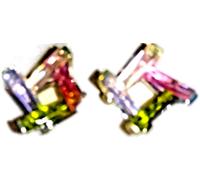 Orecchino Multi Colorato Swarovski Zirconia Quadrato Pallido Oro Bianco Unico