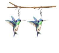 Orecchino Naso Argento Pietra Incastonata Novelty Colorful Elegant Long Parrot Hummingbird Dangle Drop Animal Earrings Jewelry (BU4, One Size)