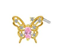 Orecchino Naso CerchioL1 Pezzi Rame in Acciaio Inossidabile Piercing Naso Orecchini Helix Trago Orecchio Cartilagine Farfalla con zirconi cubici