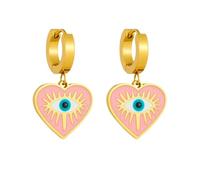 Orecchino Occhio del Diavolo Cuore Rosa in Acciaio Inossidabile per Moda di Tendenza delle Donne l'occhio del Diavolo Fibbia dell'orecchio Gioielli Regalo