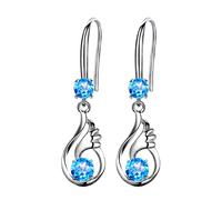 Orecchino Oro Cerchio orecchini lunghi creativi tempestati di diamanti per le donne orecchini di (Blue, One Size)