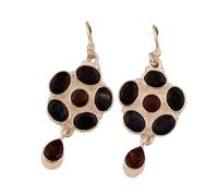 Orecchino pendente con pietra preziosa naturale di granato rosso e cianite, 3x2 mm | placcato argento | Pietra di forma ovale, pendente sfaccettato in stile minimalista per unisex | LK_RDG_00226