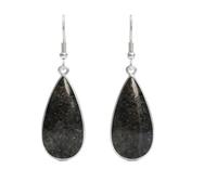 Orecchino pendente con pietra preziosa naturale larvikite| LK_SDAN_0839 | Orecchini a perno da donna, 31x14 mm, 29,5 carati, a forma di pera, taglio liscio, placcati in argento, con gancio francese.