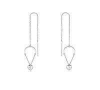 Orecchino Pendente da Donna, orecchino in Oro 9/18 carati con Cuore Spezzato e Filo per l'orecchio con Diamante Rotondo/moissanite