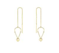 Orecchino Pendente da Donna, orecchino in Oro 9/18 carati con Cuore Spezzato e Filo per l'orecchio con Diamante Rotondo/moissanite