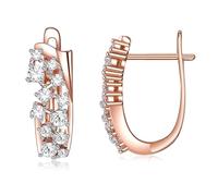 Orecchino per cartilagine, orecchini ad anello in oro rosa con zirconia cubica motivo floreale ondulato per le donne gioielli di Capodanno alla moda