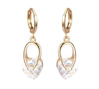 Orecchino per cartilagine pendente, orecchini a goccia in oro con zirconia cubica a forma di cuore per le donne gioielli di San Valentino popolare, 35x10MM, base placcata oro rosa, Zirconia cubica
