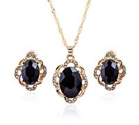 Orecchino per Collana da Donna Ciondolo con Gemma Nera Collare a Catena per Ragazza Orecchini a Bottone Set di Gioielli da Sposa per Feste Regalo d'Amore Creativo e utile Practical And Clever