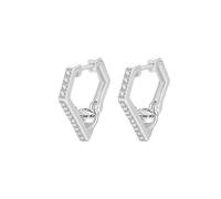 Orecchino per matrimonio, orecchini a cerchio in oro da donna, con zirconi cubici, cuore, 19 x 7 mm, per festa del papà, Cœur en cuivre de forme ronde, Rame, Zirconia cubica