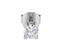 Orecchino Solitario Diamante Sintetico 1.00 ct E VS1 IGI, Oro Bianco 18k, Montatura 4 artigli 7 mm. Chiusura a pressione grande.