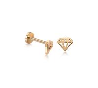 Orecchino Tragus Minimalista Icona Diamante In Oro Solido 14k Reale
