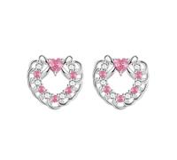 Orecchino Vintage Orecchini a chiodo Zirconia Oro Cuore 15 x 14 mm per donna Festa del papà Gioielli, Cœur en zircone cubique de forme ronde, Rame, Zirconia cubica