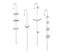 Orecchio Cuff Crawler Orecchini per le Donne Moda Ear Wrap Hook Orecchini Lungo Piercing Strass Slash Curve Pearl Style Orecchini Set Oro Forato Clip Orecchino Gioielli Alla Moda Regali, Normal