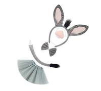 Orecchio di asino Fascia Naso Con Denti Coda Papillon Gonna Costume Animale Accessori Per Il Bambino Halloween Compleanno Cosplay Unico Orecchie d'asino