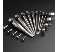 Orecchio Kit Dilatatori Qualità Taper & Calibro Spine 316L Acciaio 1.6mm - 10mm