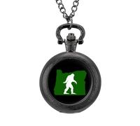 Oregon Bigfoot Orologio da tasca vintage in lega con ciondolo collana regalo per uomo donna, Stile nero, misura unica
