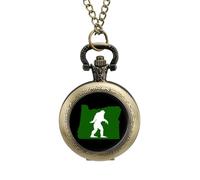Oregon Bigfoot Orologio da tasca vintage in lega con ciondolo collana regalo per uomo donna, stile rame, misura unica
