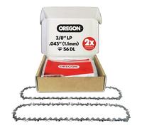 Oregon Confezione da 2 Catene per Motosega con Passo LP da 3/8", Calibro .043" (1,1 mm) Adatti a Barra da 16" (40 cm), con 56 Maglie di Trasmissione, Compatibile con Makita, Husqvarna e altro ancora