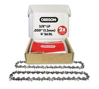 Oregon Confezione da 2 Catene per Motosega con Passo LP da 3/8", Calibro .050" (1,3 mm) Adatti a Barra da 16" (40 cm), con 56 Maglie di Trasmissione, Compatibile con Ryobi, Titan, Worx e altro ancora