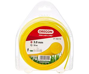 Oregon Filo per Decespugliatore Tondo in Nylon Resistente, Adatto alla Cura del Prato ed a Rimuovere Erbacce e Aiuole, Compatibile con Numerosi Marchi, 3 mm x 15 m (69-368-YE), Giallo