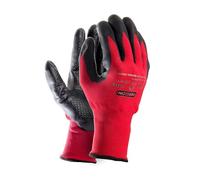 Oregon Guanti da Lavoro in Nitrile Rivestiti in Nylon, DPI per Interni ed Esterni da Uomo e Donna, Taglia M, Rosso e Nero