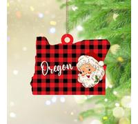 Oregon Ornamenti natalizi State Pride Patriottico Babbo Natale ornamento per albero di Natale ricordo Stati Uniti USA Souvenir regalo acrilico palla di Natale per decorazioni di Natale