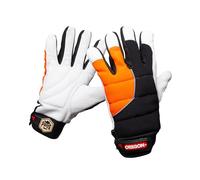 Oregon Protect Pro Guanti da Lavoro ad Alta Visibilità, Realizzati in Pelle con Tecnologia ForestXFiber, Protezione per la Mano Sinistra durante l'Uso della Motosega, Arancione e Nero, Taglia L