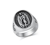 orehugaf Anello Anelli Gioielli Donna Uomo Anello con Sigillo della Madonna per Uomo, Anello della Vergine Maria, Uomo Cristiano, Argento 11