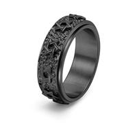 orehugaf Anello Anelli Gioielli Donna Uomo Anello Girevole Vintage A Forma di Stella di David da 8 Mm, Esagramma Ebraico A Sei Punte, Anelli Antistress Girevoli per Uomini E Donne, 8 Nero