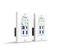 OREI Piastra da parete USB 3.2 su Ethernet HDbaseT Cat6 Extender LAN fino a 100 metri - Doppio host estende il segnale USB-C/USB-B su Ethernet - Power Over Cable