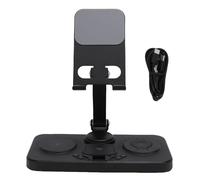 Oreilet 6 in 1 Caricabatterie Wireless per Dispositivo IOS, Stazione di Ricarica Cablata Pieghevole 15 W con Sveglia e Luce Ambientale a 6 Colori per Supporto per Cellulare (BLACK)