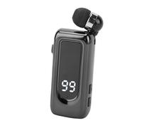 Oreilet Affiorle Wireless Retrattile, Clip per Collare BT5.4 su Cuffie con Display di Alimentazione LCD, Auricolare Auricolare Lavalier per Camionista Sportivo Aurbud Music Aurbud (BLACK)