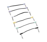 Oreilet Cavo Patch per Chitarra da 6 Pezzi, Connettori Ad Angolo Retto da 16 Cm 6,35 Mm Cavo Intrecciato in Nylon, Trasmissione del Suono Cristallina per Pedali Amplificatori Mixer