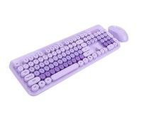 Oreilet Combinazione Tastiera e Mouse Wireless, Set di Tastiera e Mouse Ergonomici Carini 104 Tasti, Tastiera con Copritasti Rotondi per Macchina Scrivere per PC Desktop Portatile (PURPLE)