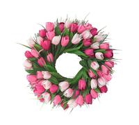 Oreilet Ghirlanda Primaverile per Porta D'ingresso, Ghirlanda Realistica da 17,72 Pollici, Ghirlande Floreali Estive di Fiori Artificiali per Tutte le Stagioni per la Decorazione (Rosa Bianco)