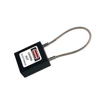 Oreilet Lucchetto per Cavo D'acciaio con 2 Chiavi (BLACK) | Kit di tagout di blocco, interruttore del quadro elettrico, corpo in plastica isolata, etichette di avvertenza,