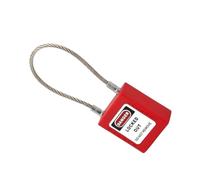 Oreilet Lucchetto per Cavo D'acciaio con 2 Chiavi (rosso) | Kit di tagout di blocco, interruttore del quadro elettrico, corpo in plastica isolata, etichette di avvertenza,