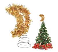 Oreilet Puntale per Albero di Natale Dorato, Decorazione retrò per Albero di Natale con Design Cavo per Decorazioni Natalizie, Ferro e Materiale Plastico con Paillettes Dorate (A forma di luna)