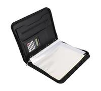 Oreilet Raccoglitore Padfolio con Cerniera e 10 Buste Trasparenti e Taccuino 30 Fogli e Calcolatrice Solare 12 Cifre, Custodia per Tablet Pelle PU 10,1 Pollici per Ufficio Aziendale