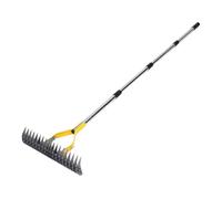Oreilet Rastrello per Feltro, Robusto Rastrello In Acciaio Inox Largo 38 Cm con Manico per La Pulizia Foglie Morte E Terreno Che Si Stacca, Scarificatore per Prato E Giardino