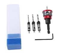 Oreilet Set Punte per Trapano Svasatore 4 Pezzi, profondità Regolabile Punta Svasatore a 4 Lame con Funzione Limite Contatto con il Legno per Nascondere Viti per Lavorazione Legno